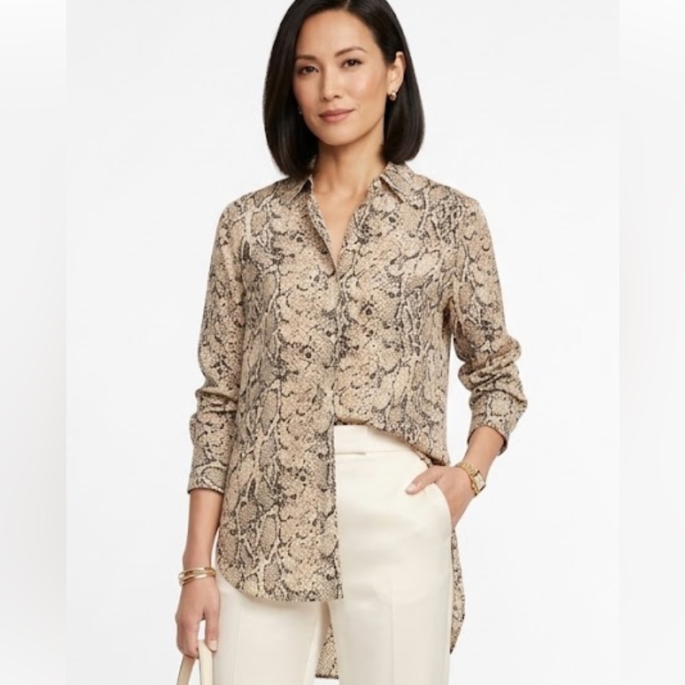 Rails 100% Silk Blouse. Snakeskin Pattern XS.  Elevated. Upscale